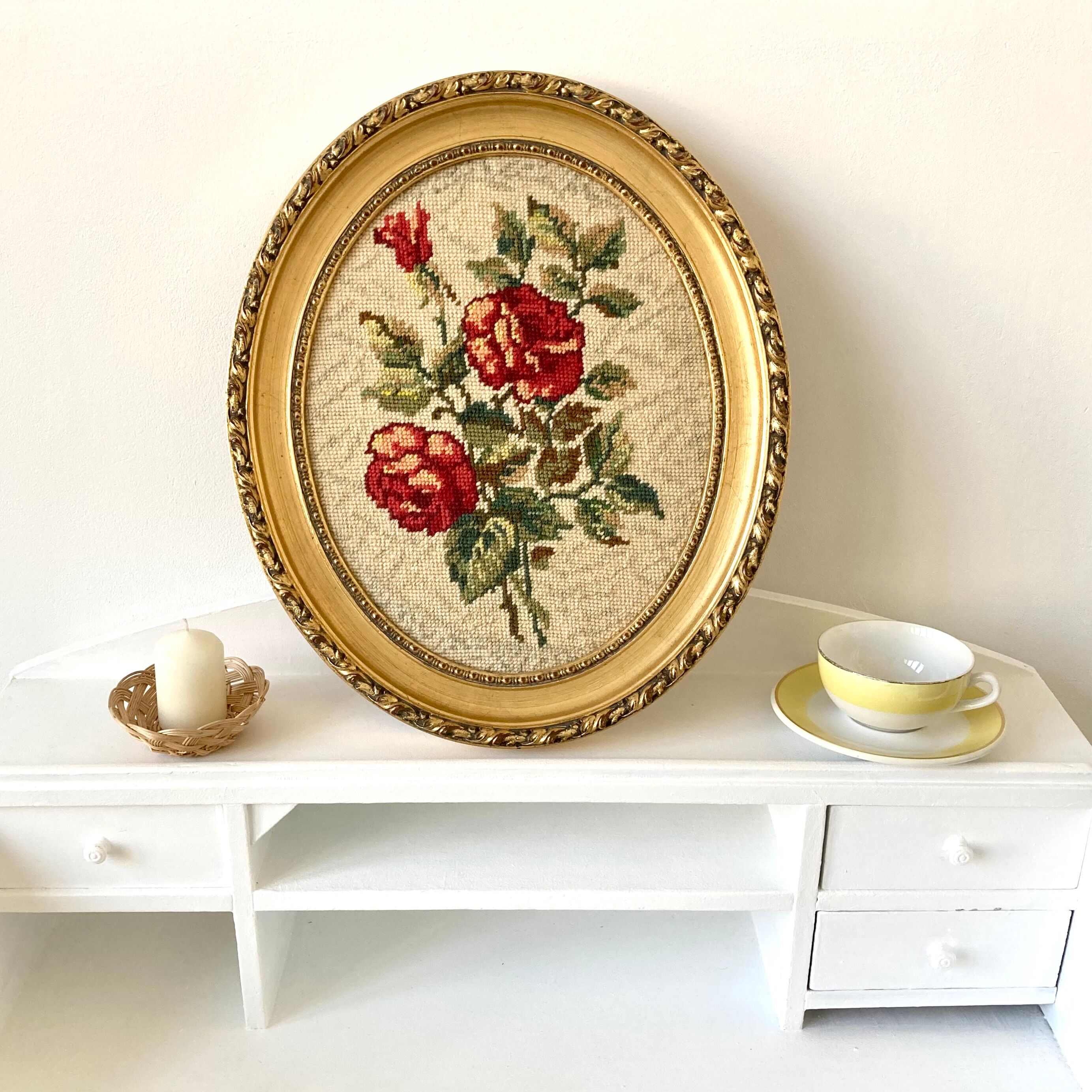 Canevas vintage motif roses
