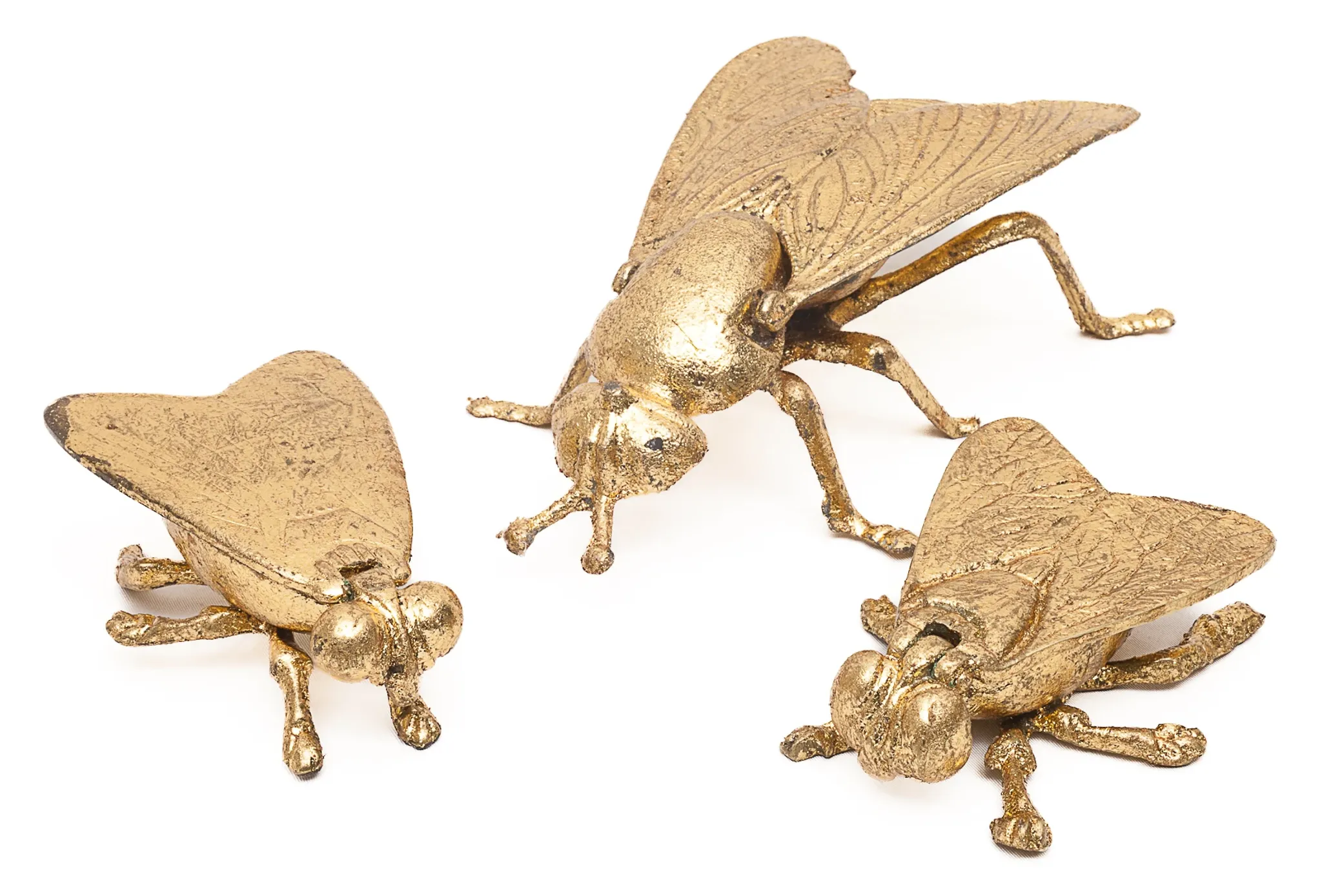 Set de 3 cendriers dorés