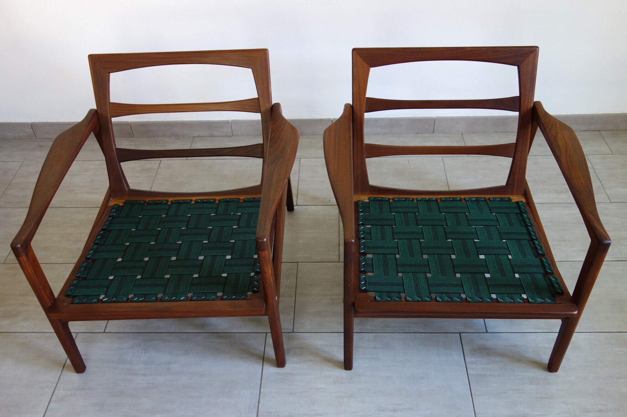 Bench and 2 Scandinavian armchairs 60s