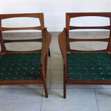 Bench and 2 Scandinavian armchairs 60s
