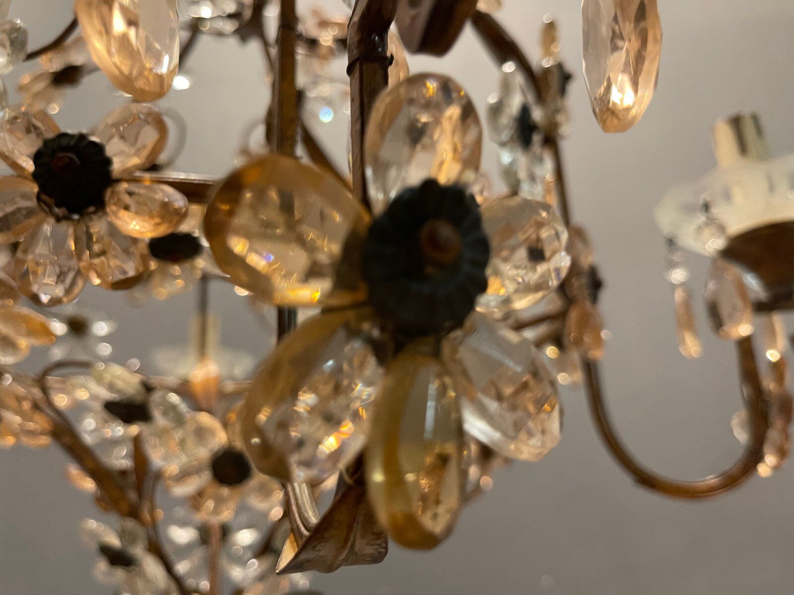 Italian Pink Murano Glass Flower Chandelier, 1950s