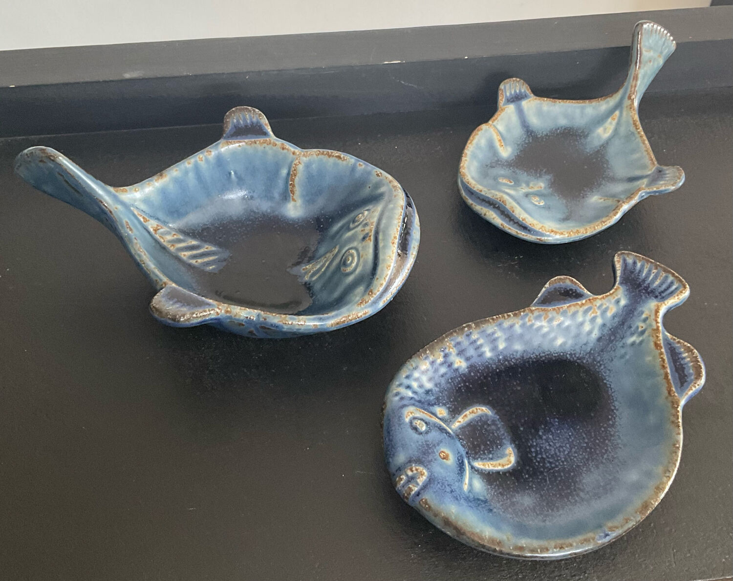 Series of 3 empty vintage pocket in Japanese ceramic stamped