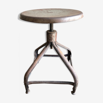 Nicolle workshop stool with raw iron screws 1950