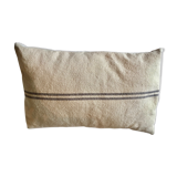 Large grey striped hemp cushion 60 x 40cm