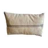 Large grey striped hemp cushion 60 x 40cm