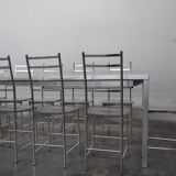 Bagutta Table and Aluminum Chairs by Opera Design for Ycami, 1980s, Set of 13