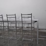 Bagutta Table and Aluminum Chairs by Opera Design for Ycami, 1980s, Set of 13