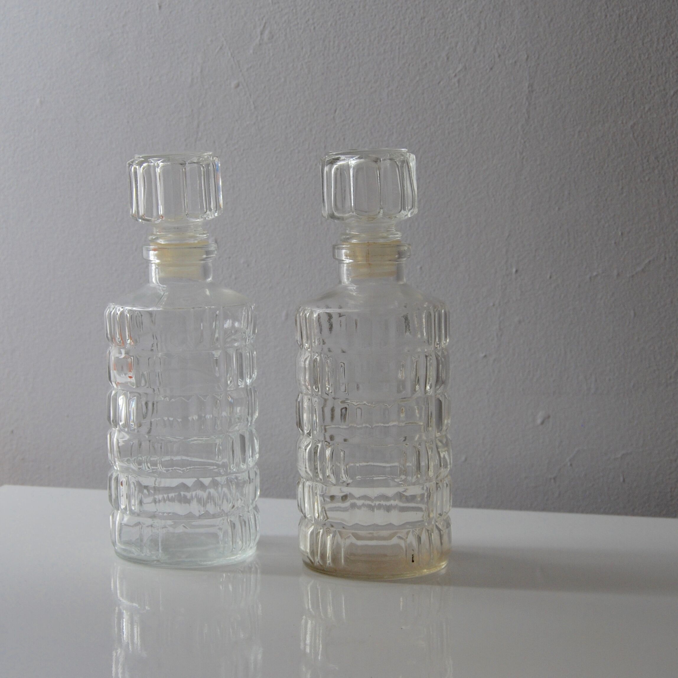 Chiseled glass carafes