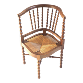 Fauteuil d'angle bois tourné