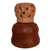 Handcrafted table lamp in carved wood / Wabi-Sabi & Organic style