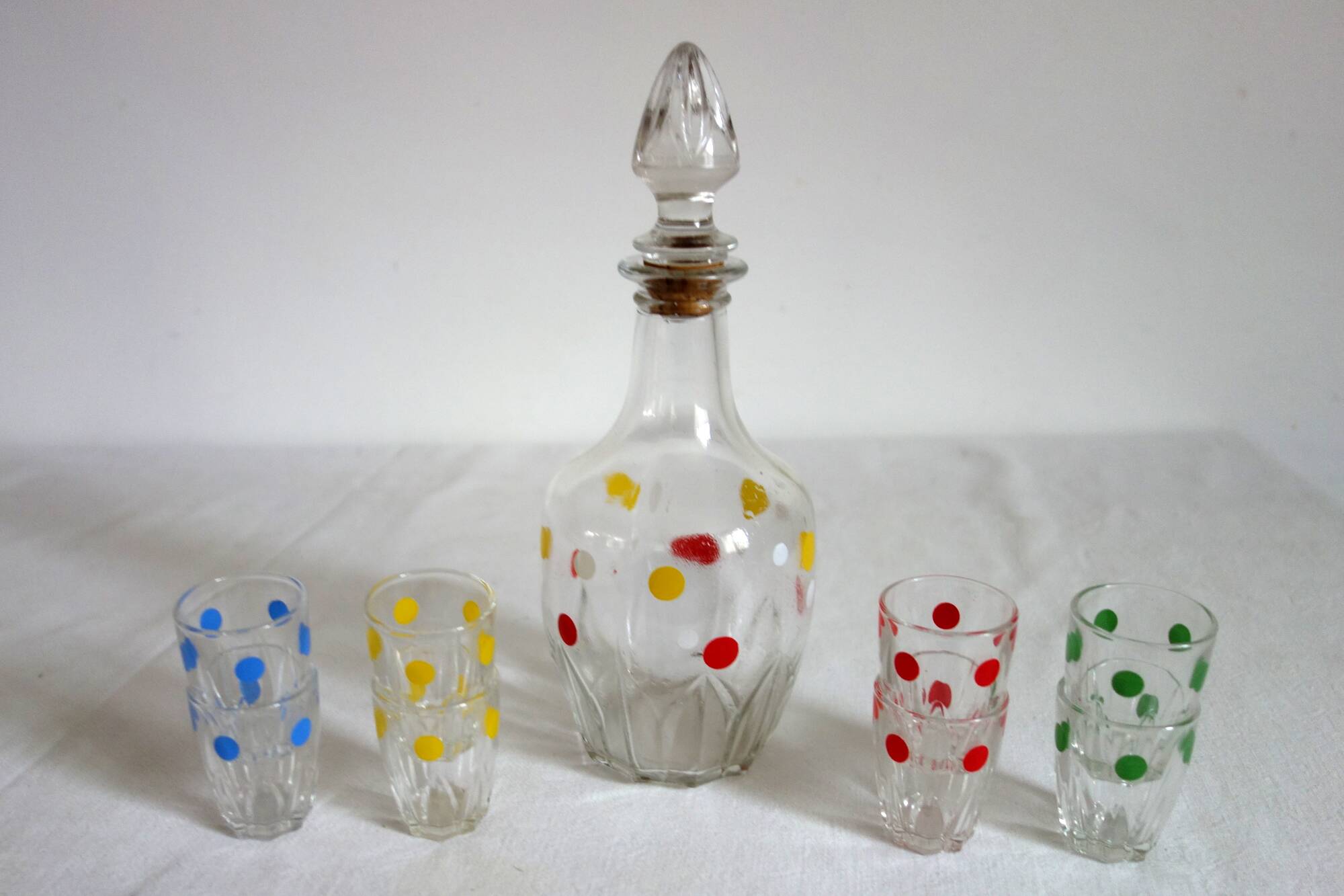 Typical polka dot liquor service from the 50s
