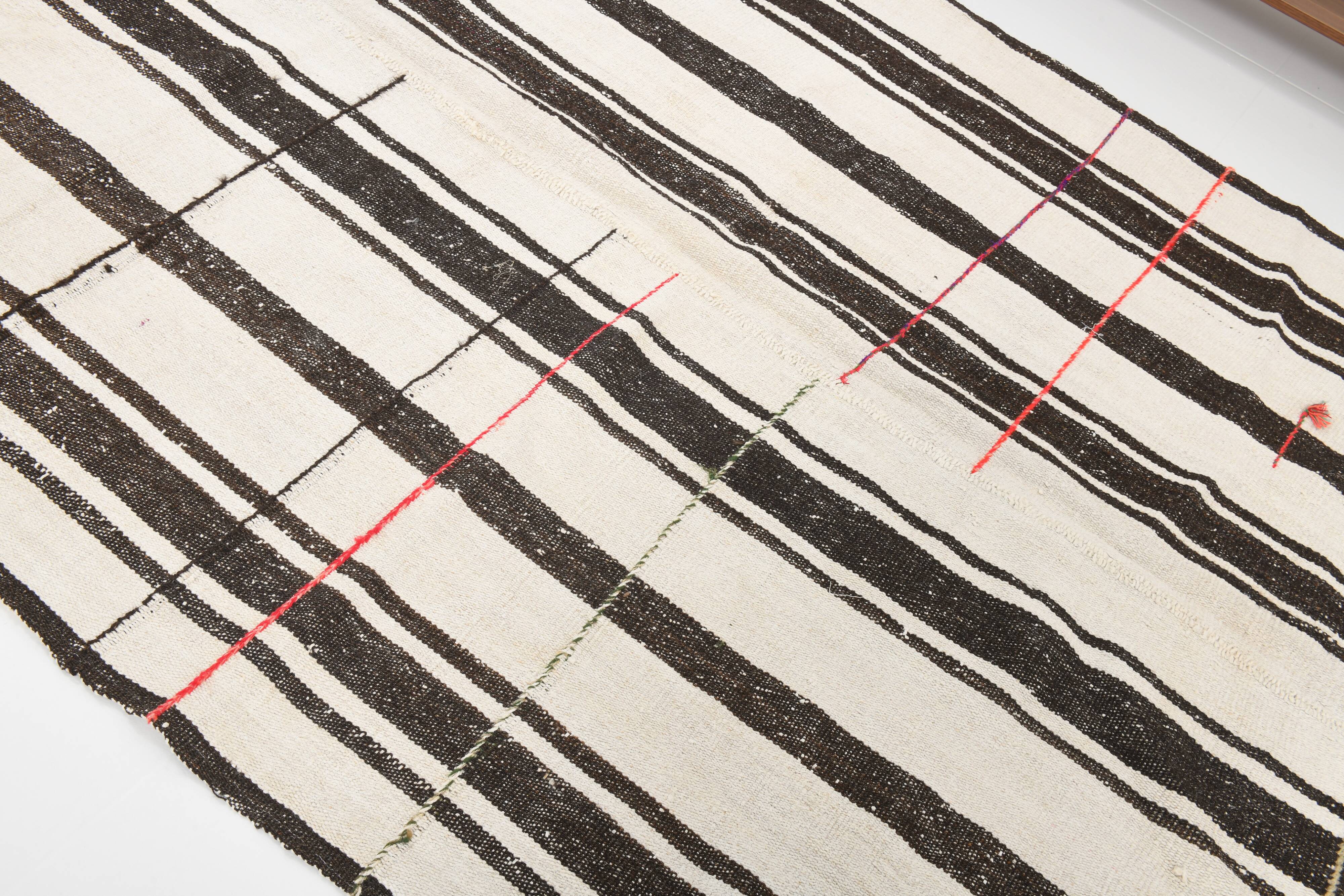 6x7 Beige & Brown Vintage Kilim Rug,  177x219Cm