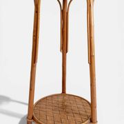 French Mid-Century Wood, Bamboo and Reed Plant Stand, 1960s
