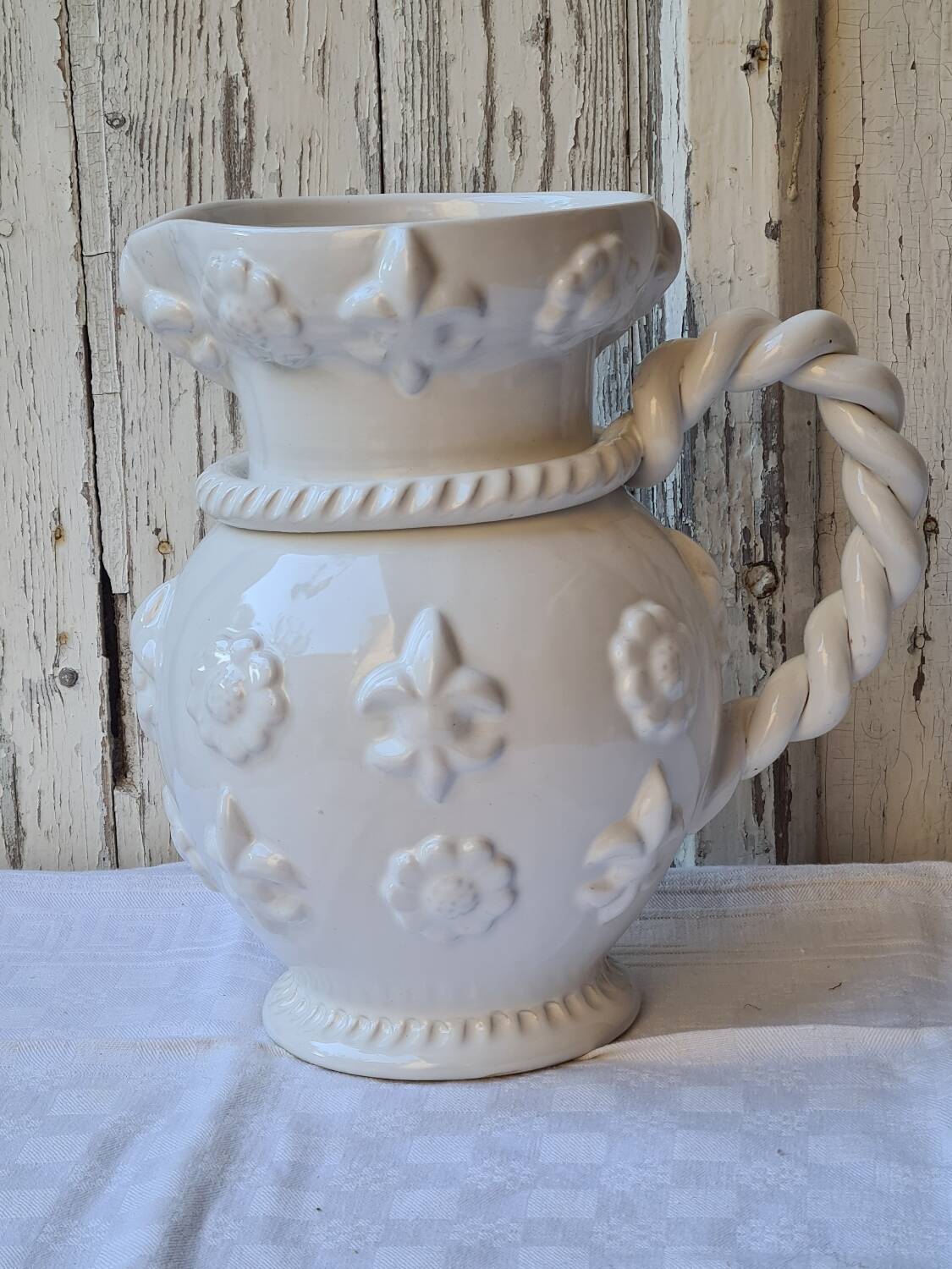 Émile Tessier white ceramic pitcher