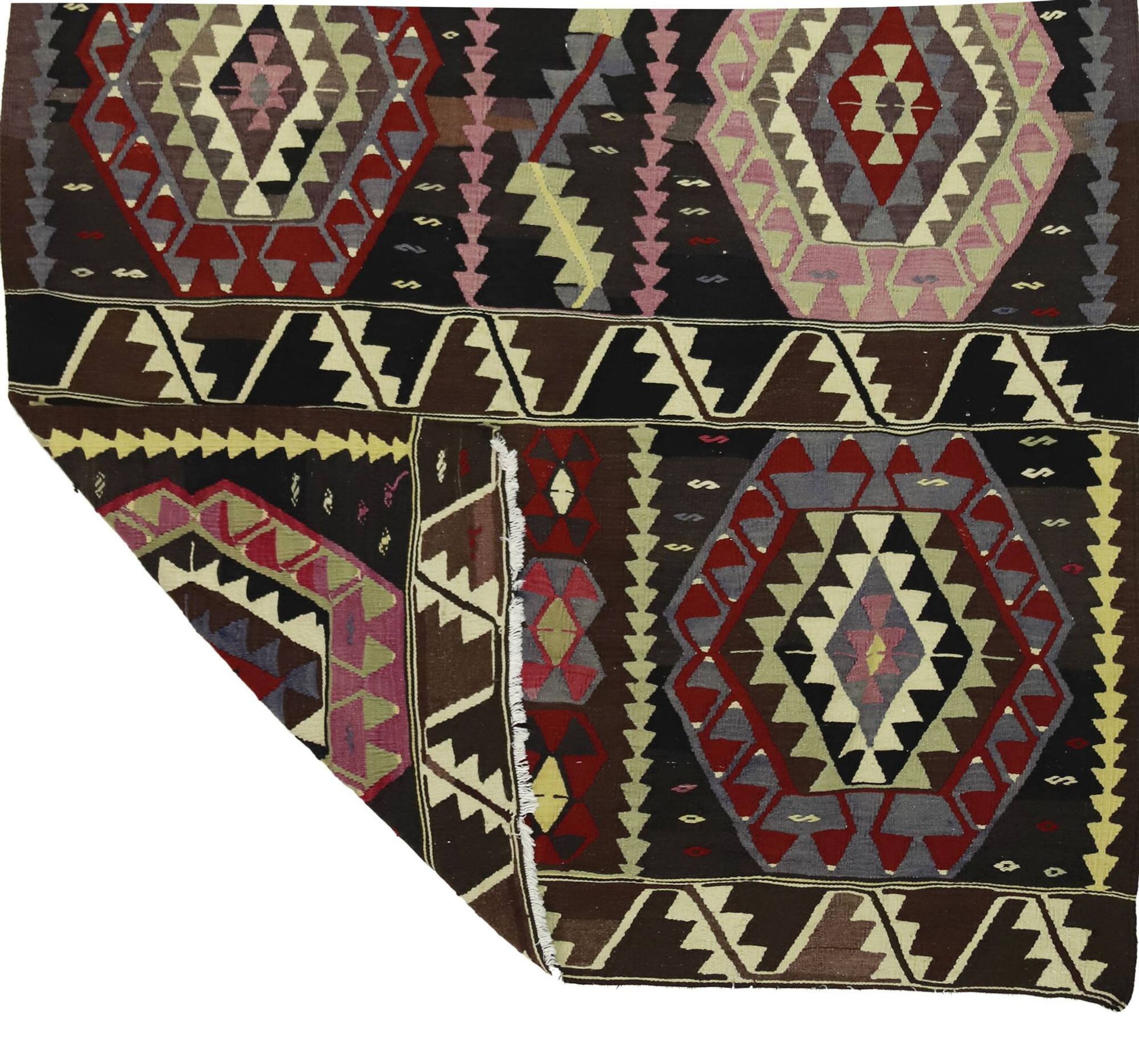 Turkish Kilim Yoruk Vintage 175x282 cm Geometric Brown and Beige