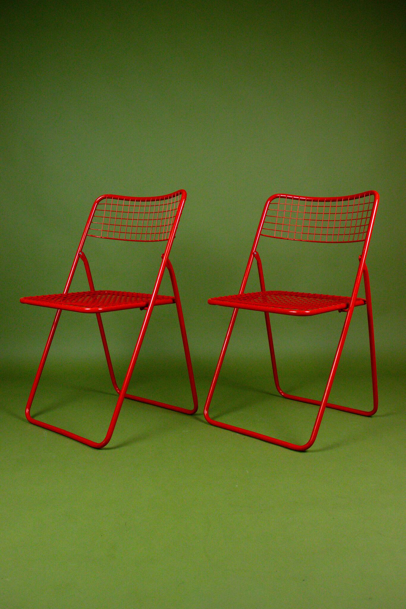 Red metal chair Ted Net Ikea vintage by Niels Gammelgaard