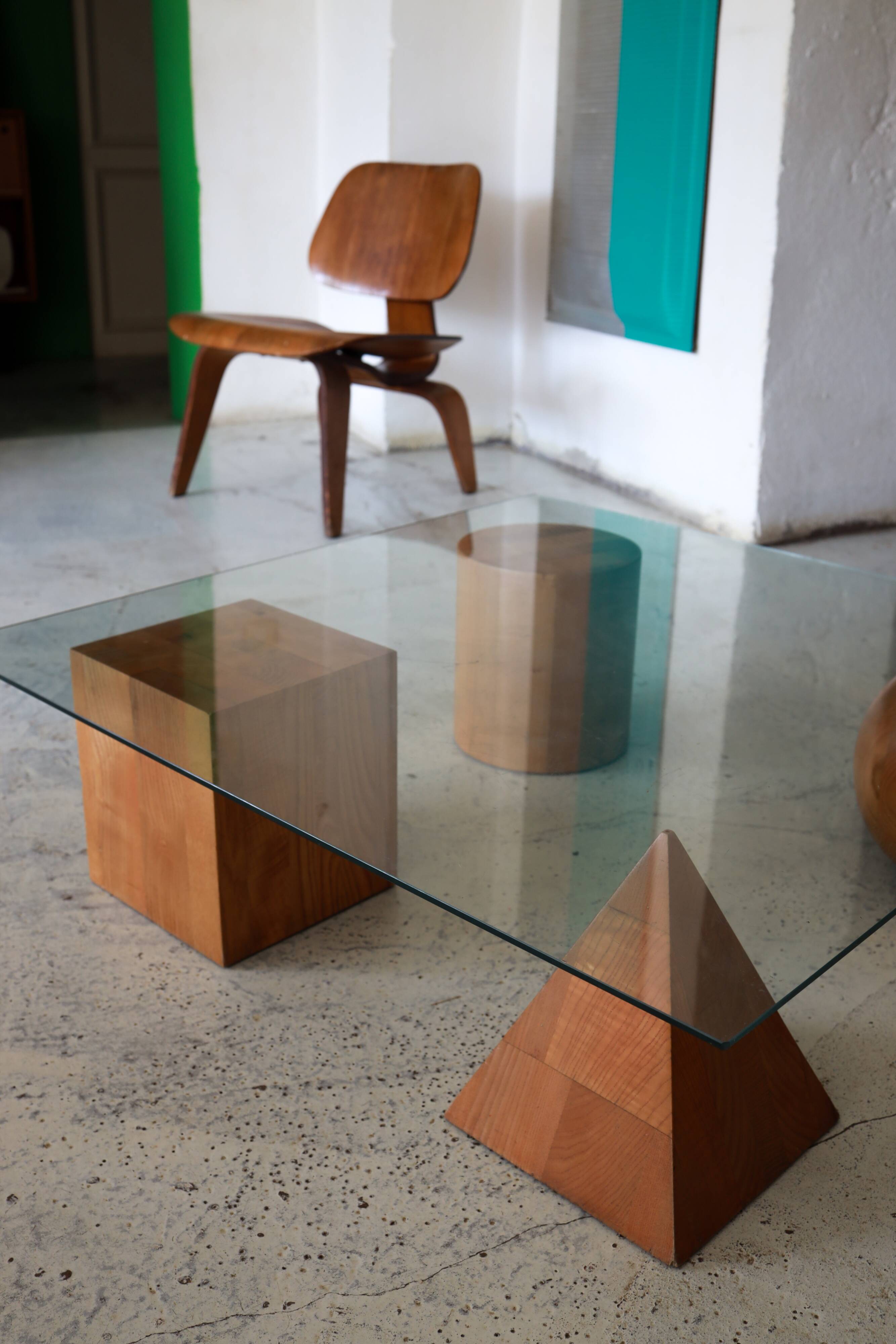Metaforma coffee table in wood and glass top