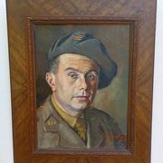 huile sur toile portrait militaire années 40 signé