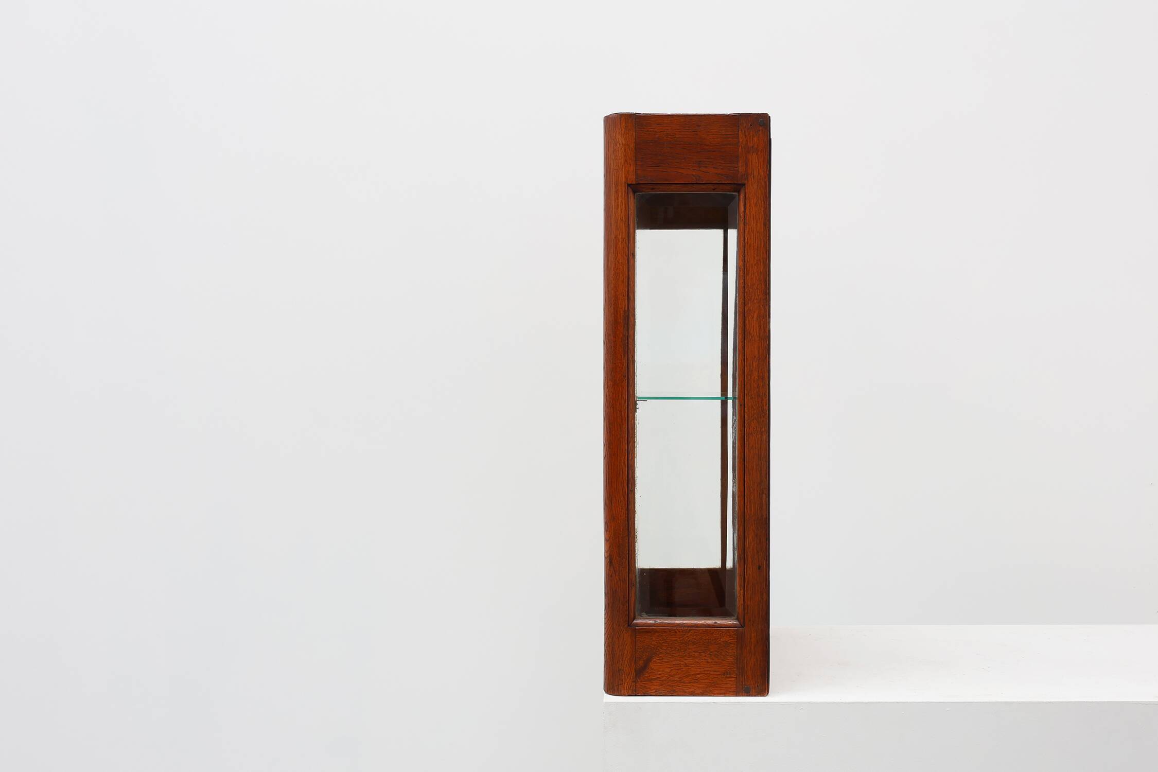 French Art Deco Oak Cabinet with Beveled Leaded Glass, ca. 1920