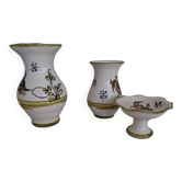 Set of three pieces in glazed earthenware. Made in Spain.