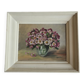 Vintage painting of a bouquet of flowers signed Girardot.