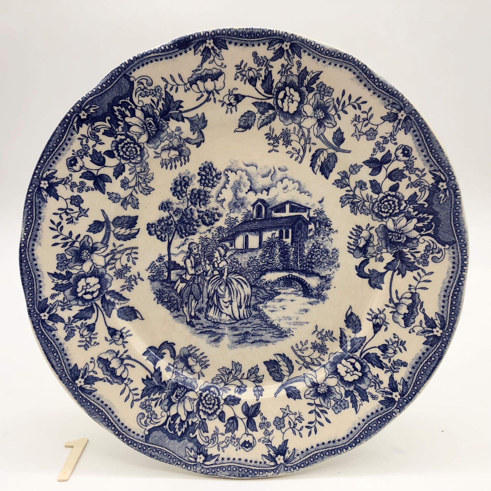 6 Flat blue blue plates "Flowers"