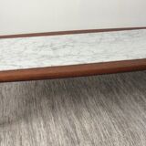 Scandinavian coffee table in teak and white marble