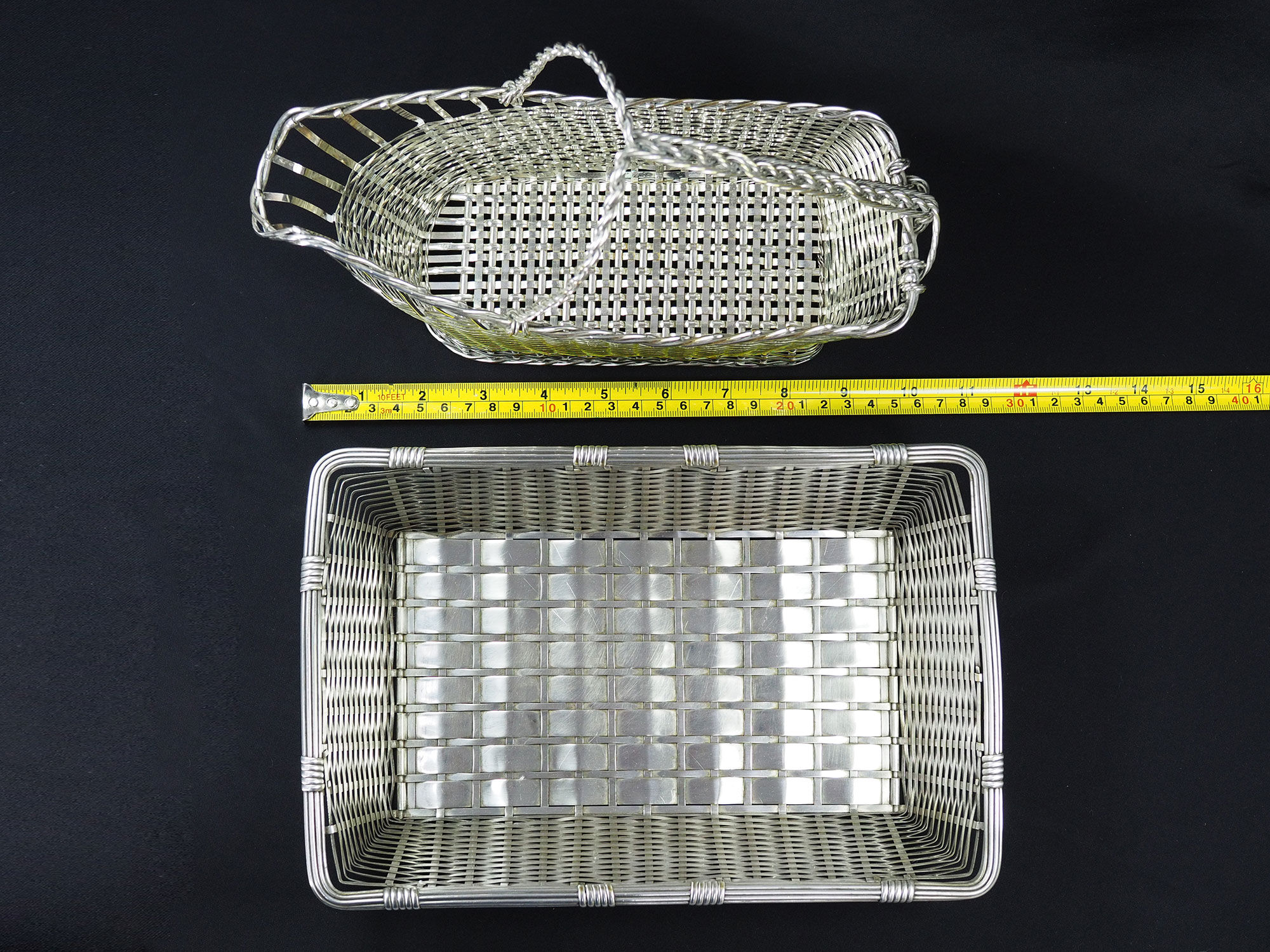 Christofle France Wine Basket Bottle Holder & Bread Basket Vannerie-Mid Century