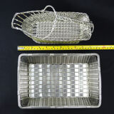 Christofle France Wine Basket Bottle Holder & Bread Basket Vannerie-Mid Century