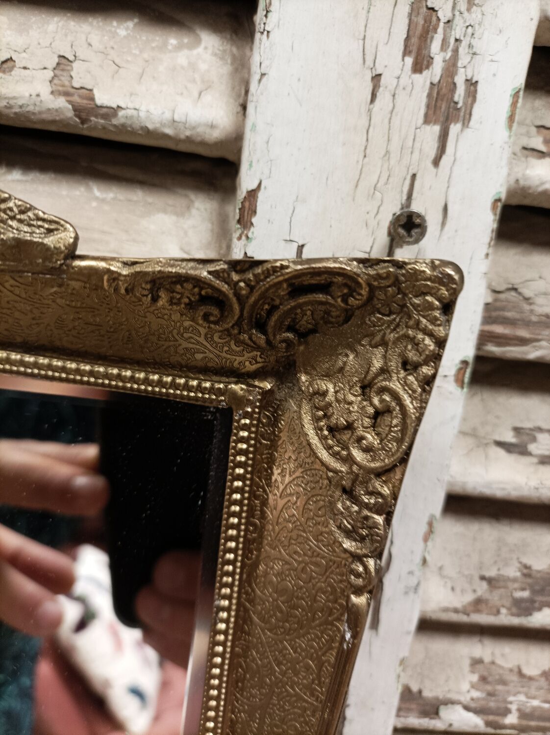 Scalloped and bevelled rectangle mirror