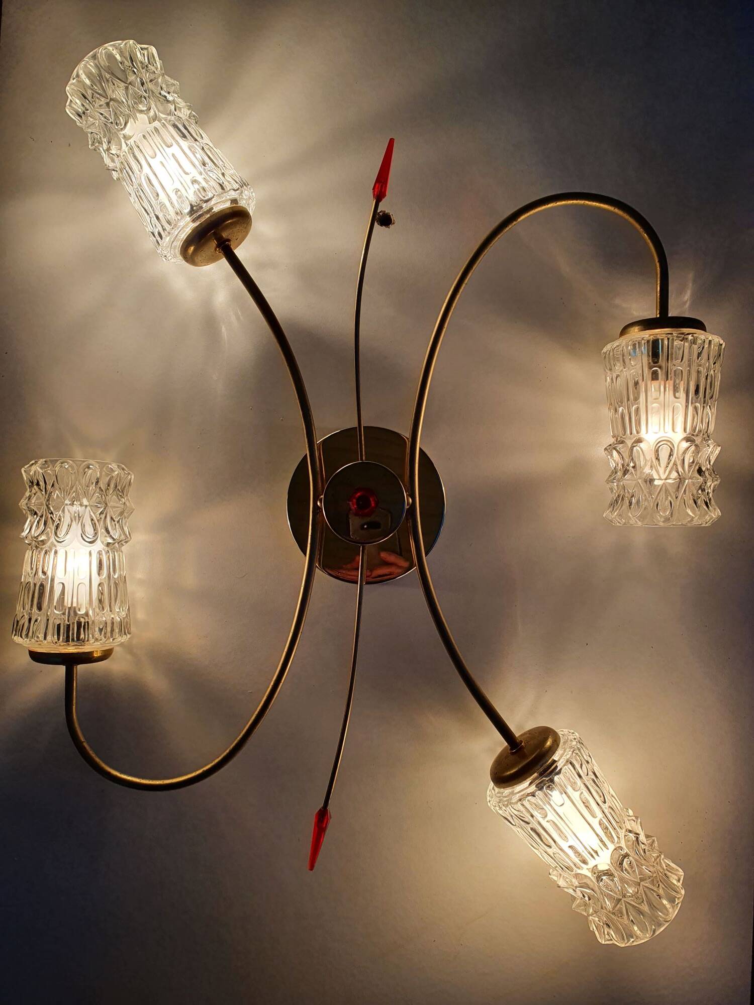 Large vintage gold four-light wall sconce