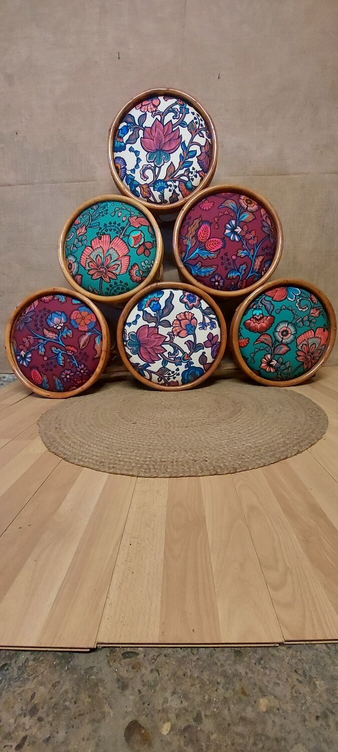 Pair of rattan stools