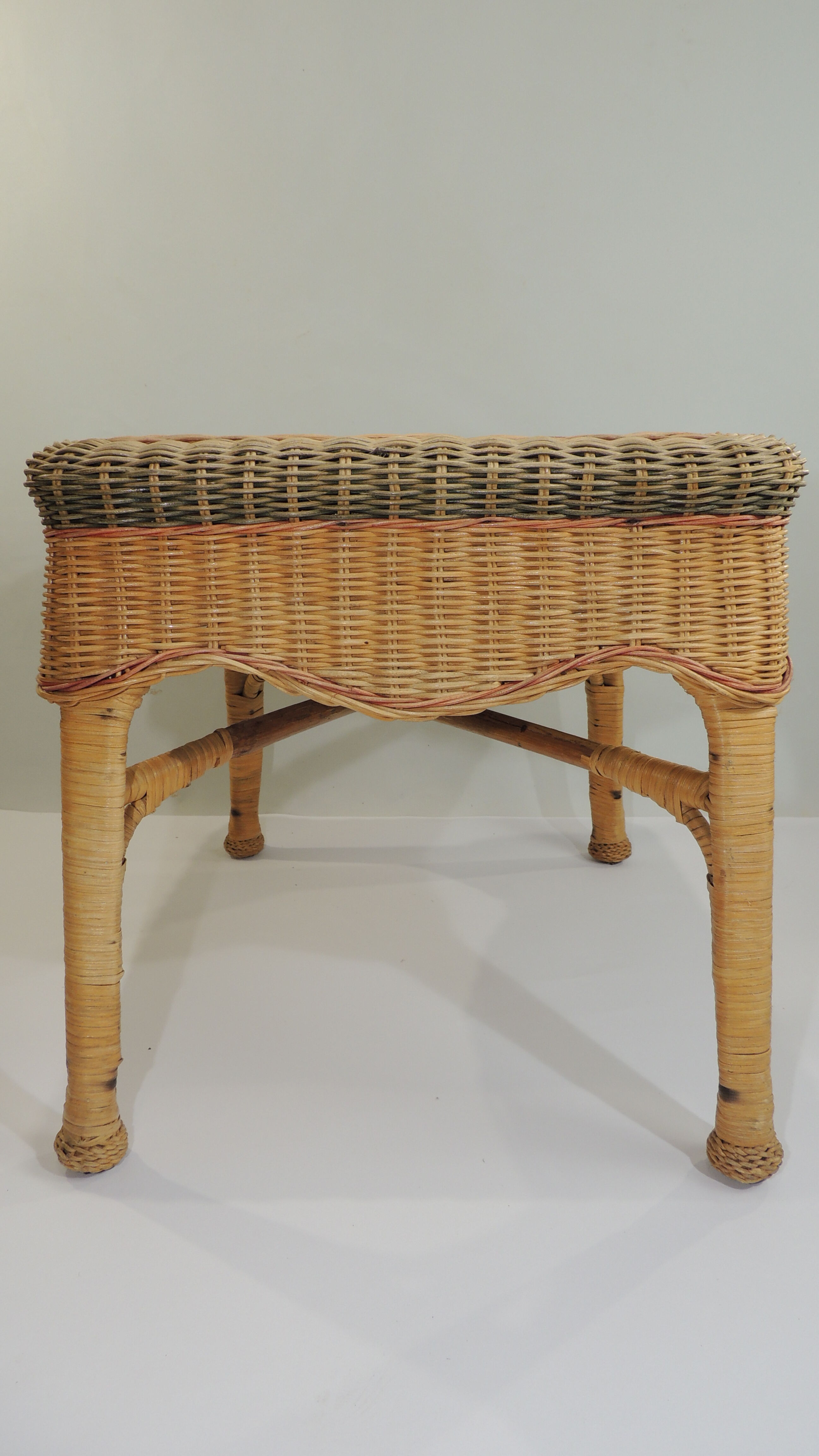 Rectangular woven wicker coffee table /Bamboo /rattan / vintage