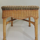 Rectangular woven wicker coffee table /Bamboo /rattan / vintage