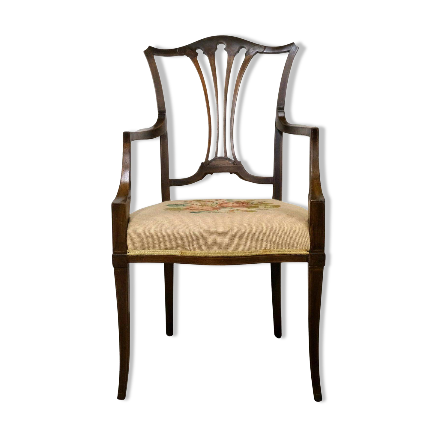 Hepplewhite armchair in hardwood on delicate legs with original seat.