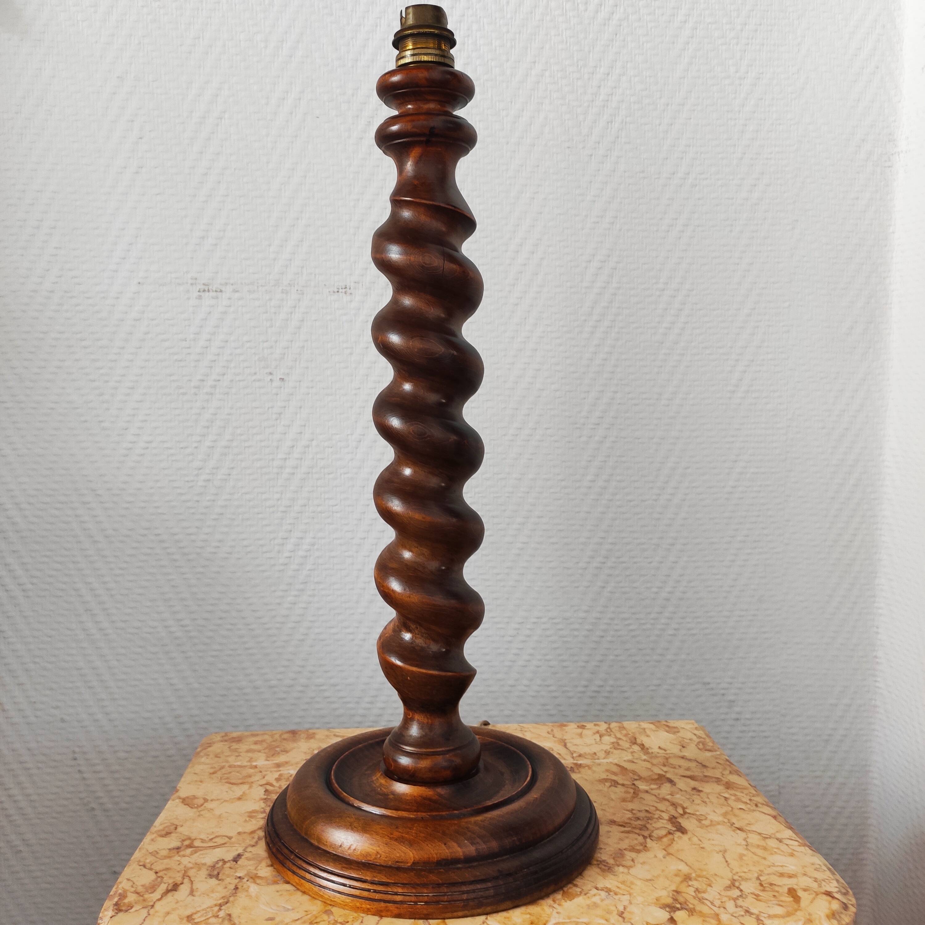 Vintage turned wooden lamp base – France 1950-60