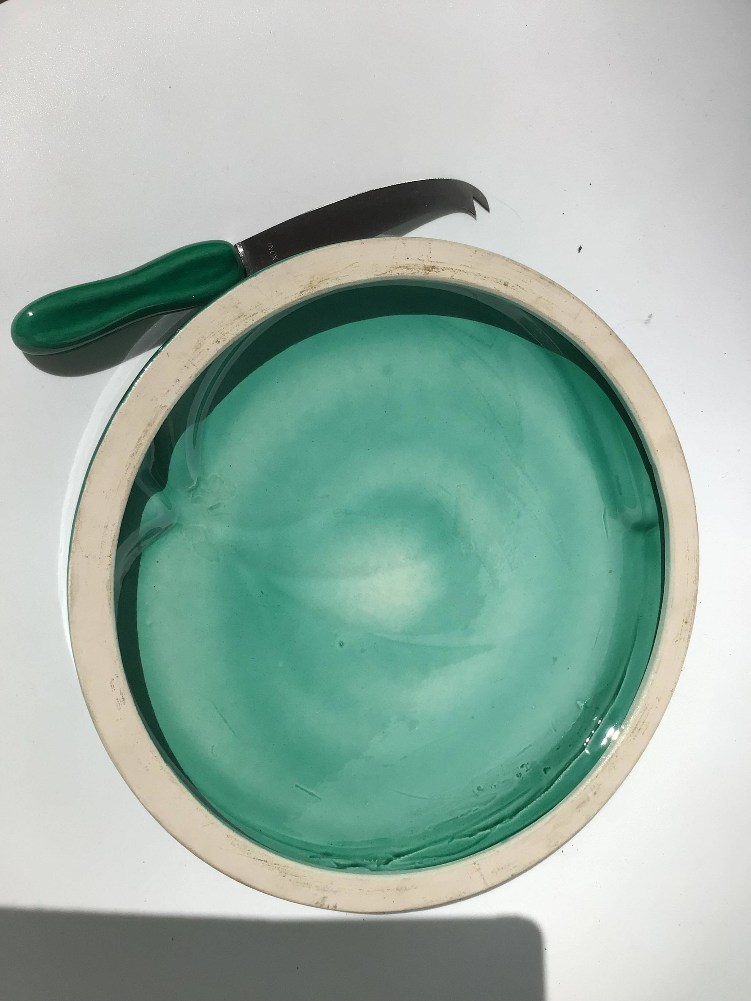 60's ceramic leaf cheese board