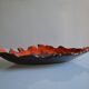 Large ceramic bowl in the shape of Corsica, orange and brown, vintage 70s