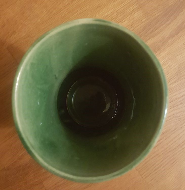 Vintage green ceramic vase 50s Belgium