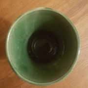 Vintage green ceramic vase 50s Belgium
