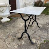 Bistro table with cast iron base, marble top, 20th century