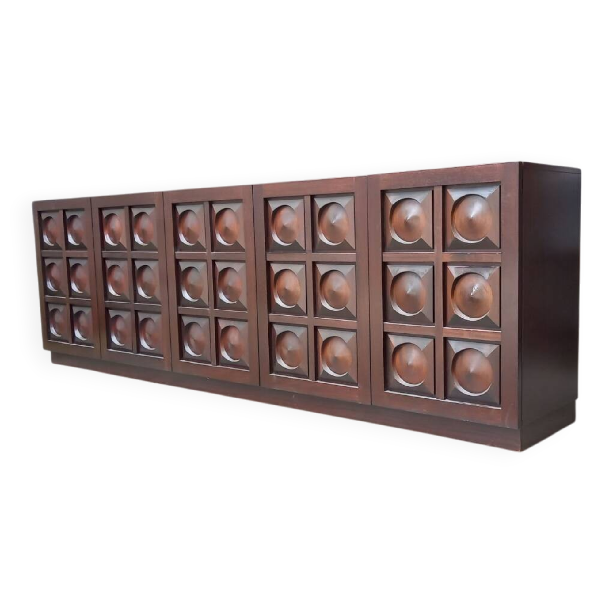 Vintage Brutalist Sideboard in Mahogany 1970s