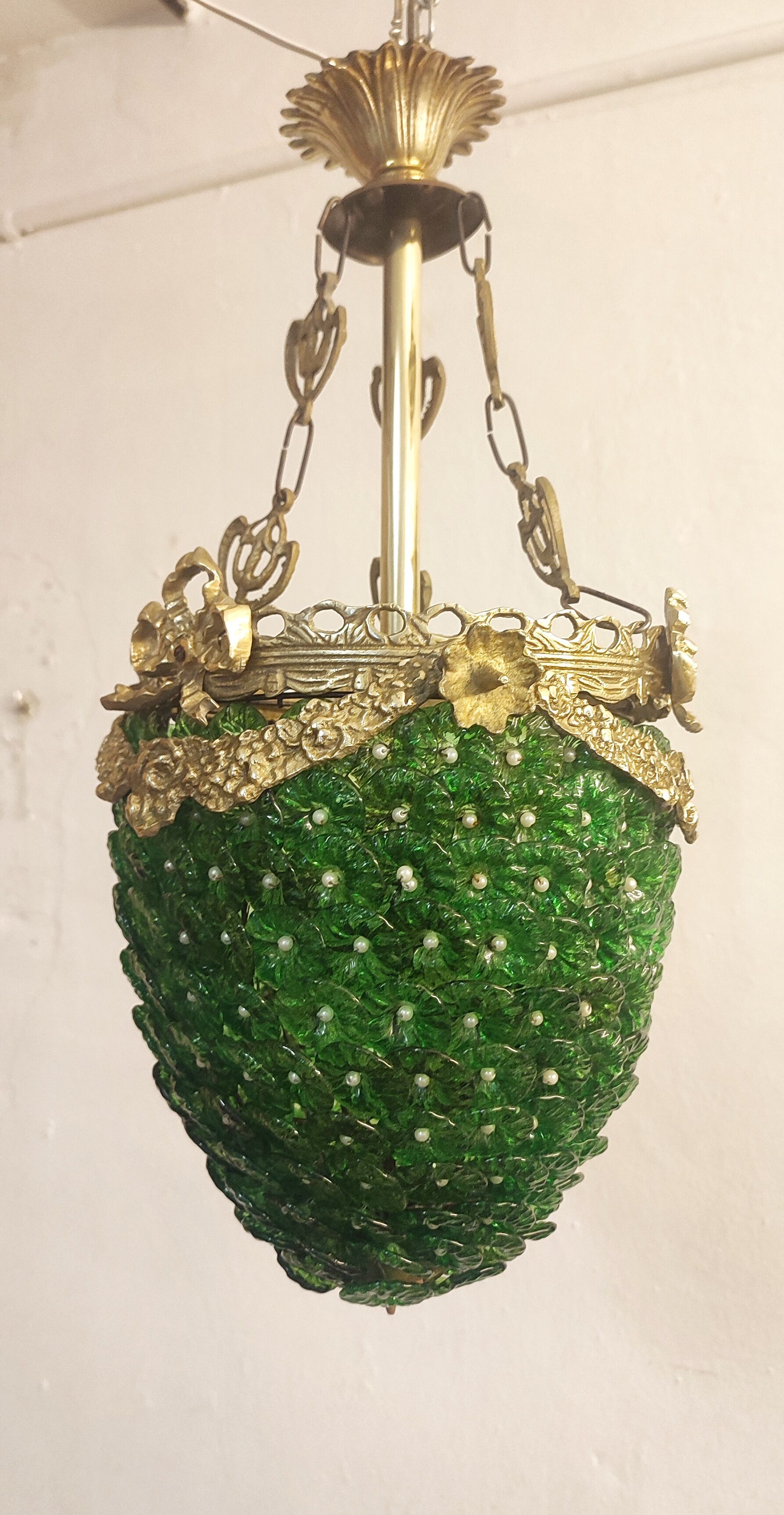 Ceiling lamp with Murano glass flowers. Italy, 1960s