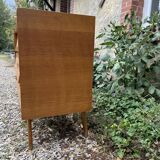 Vintage chest of drawers wood and rattan