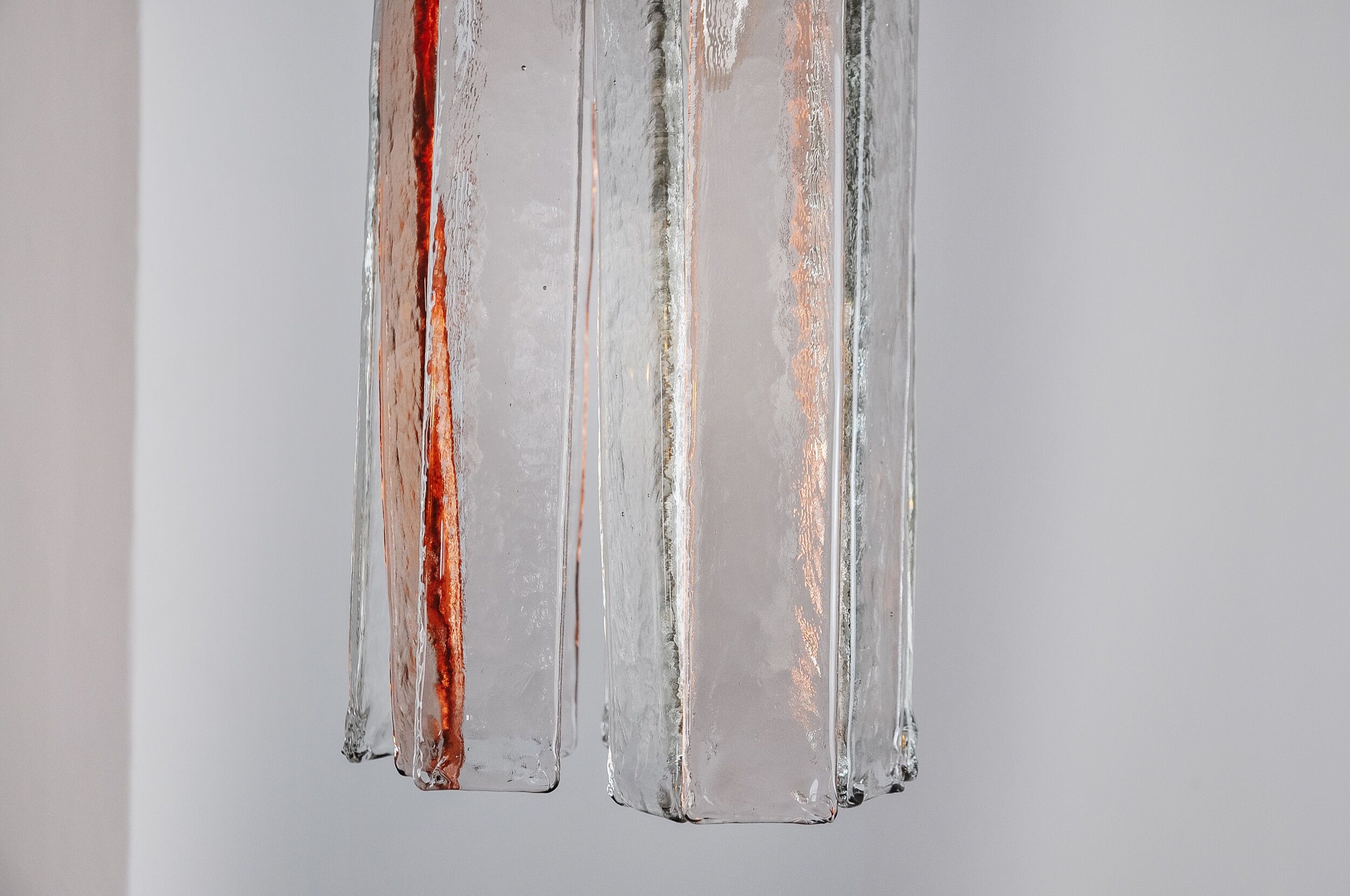 Poliarte chandelier by polished albano, pink and transparent murano glass, italy, 1970