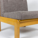 Pair of armchairs in beech and fabric, 1960s