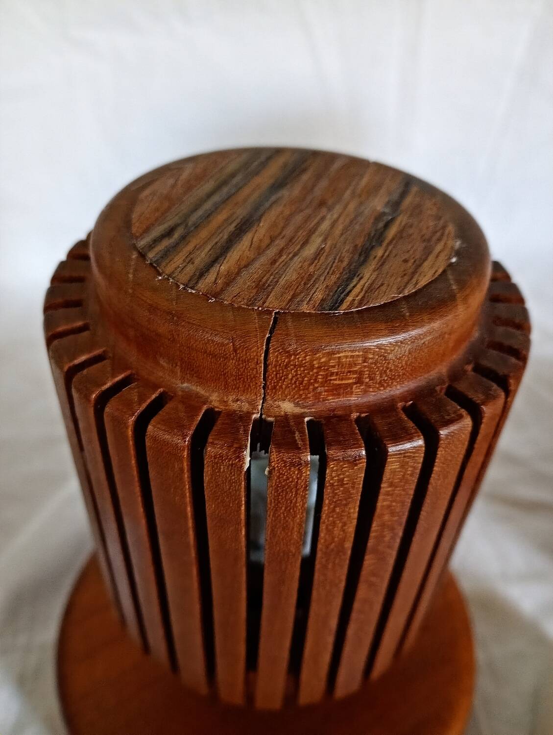 Pair of wooden bedside lamps