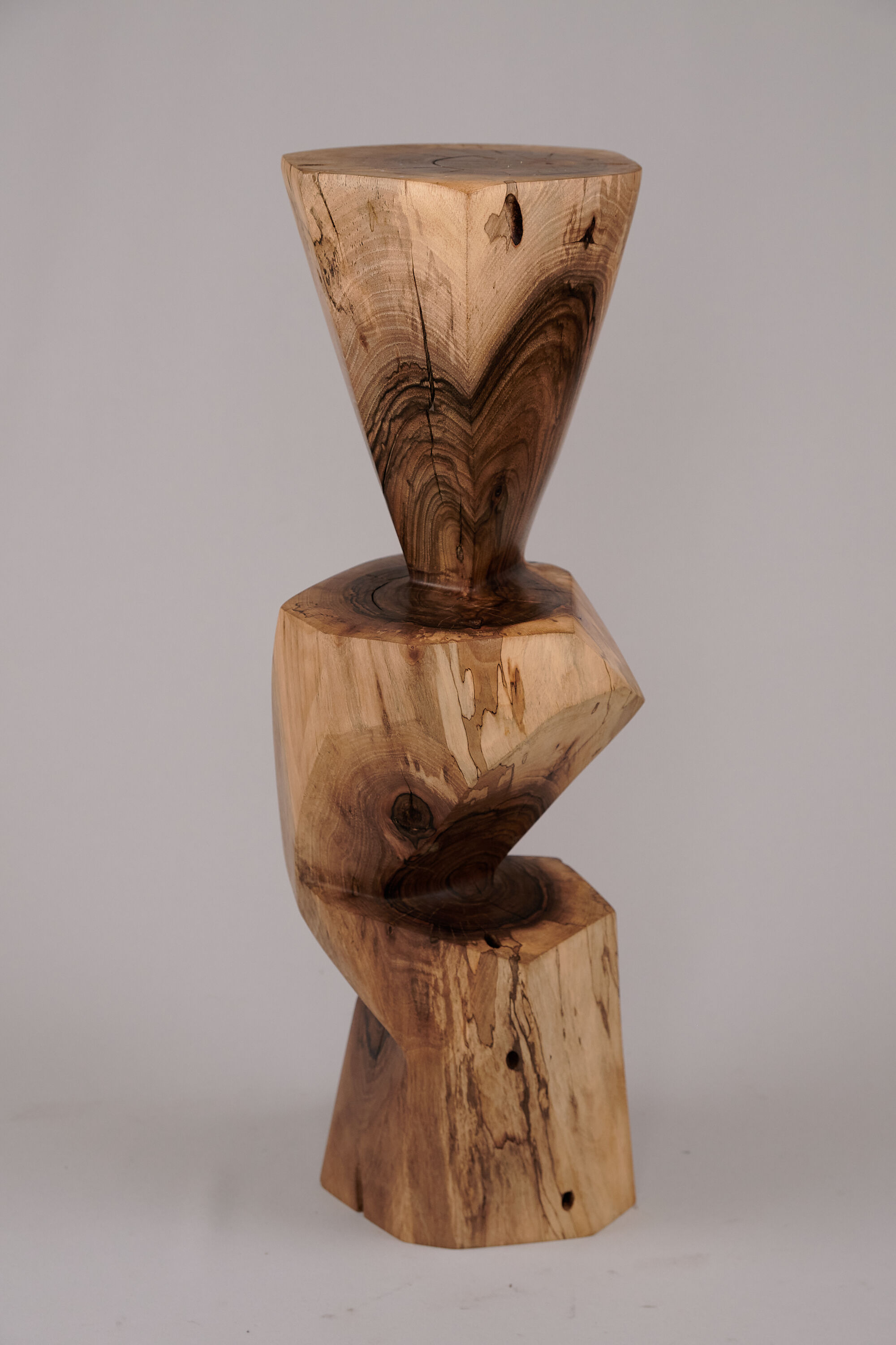 Solid wood sculptural side table, original contemporary design, logniture