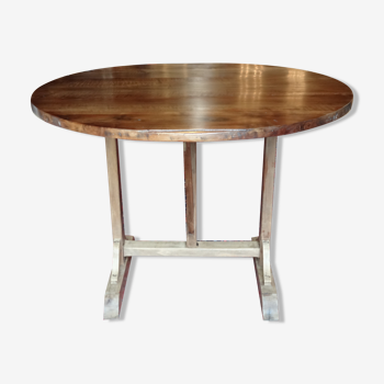 Table vigneronne en bois naturel de noyer diamètre 101 cm