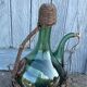 Vintage Green Italian Hand Blown Glass Wine Decanter with Ice Chamber